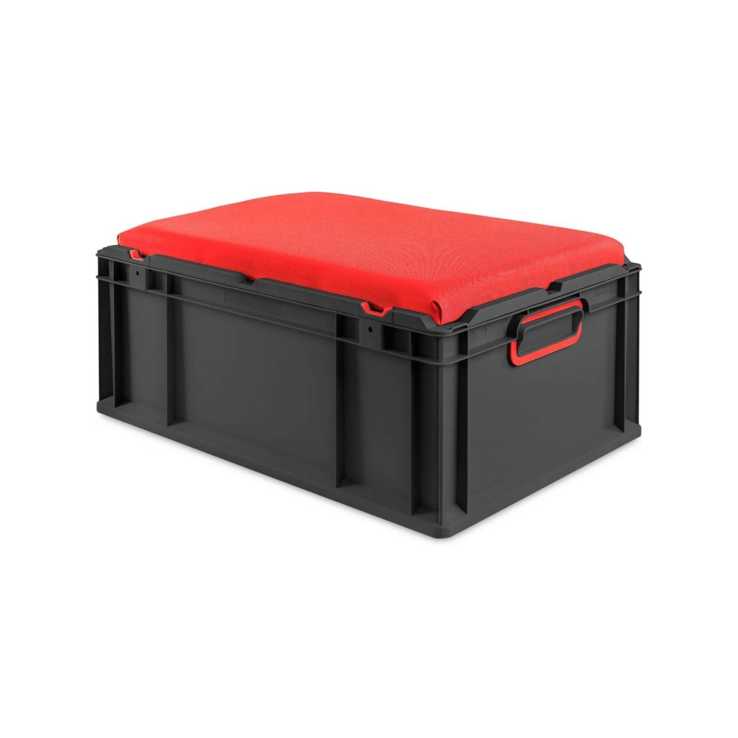 PROREGAL Eurobox Nextgen Seat Box Rot HxBxT 26,5x40x60cm 44 Liter Griffe Geschlossen Schwarz Eurobehälter Sitzbox Transportbox