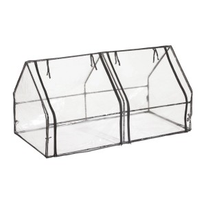 Relaxdays Folienfrühbeet PVC Transparent Schwarz Mit 2 Türen 92 cm x 180 cm x 92 cm 2,7 kg