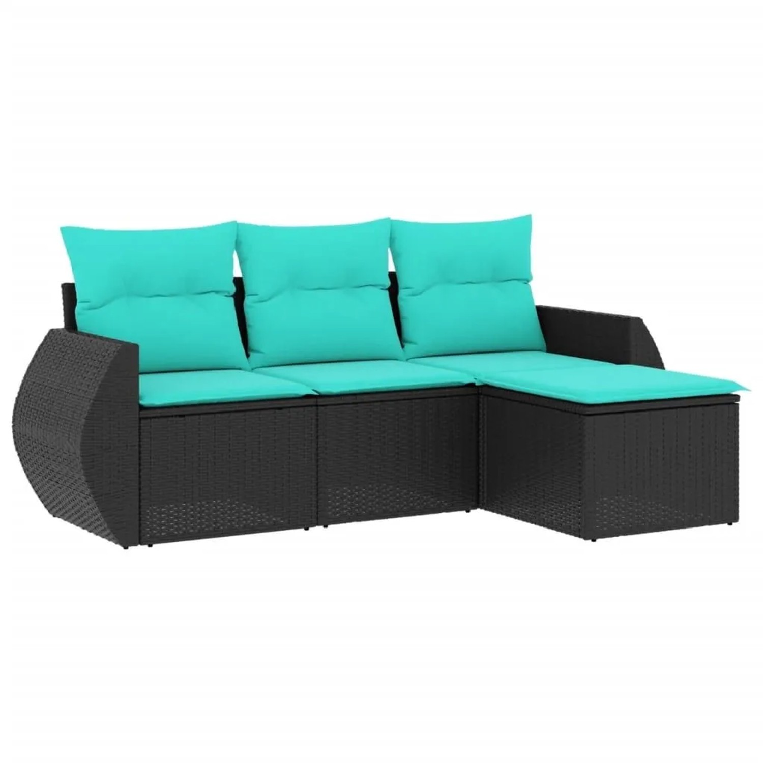 vidaXL 4-Tlg Gartensofa-Set mit Kissen Schwarz Polyrattan 3221266 günstig online kaufen