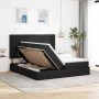 Schwarzes vidaXL Bett (200x200 cm) mit LED-Leisten und Stauraum unter der Matratze.