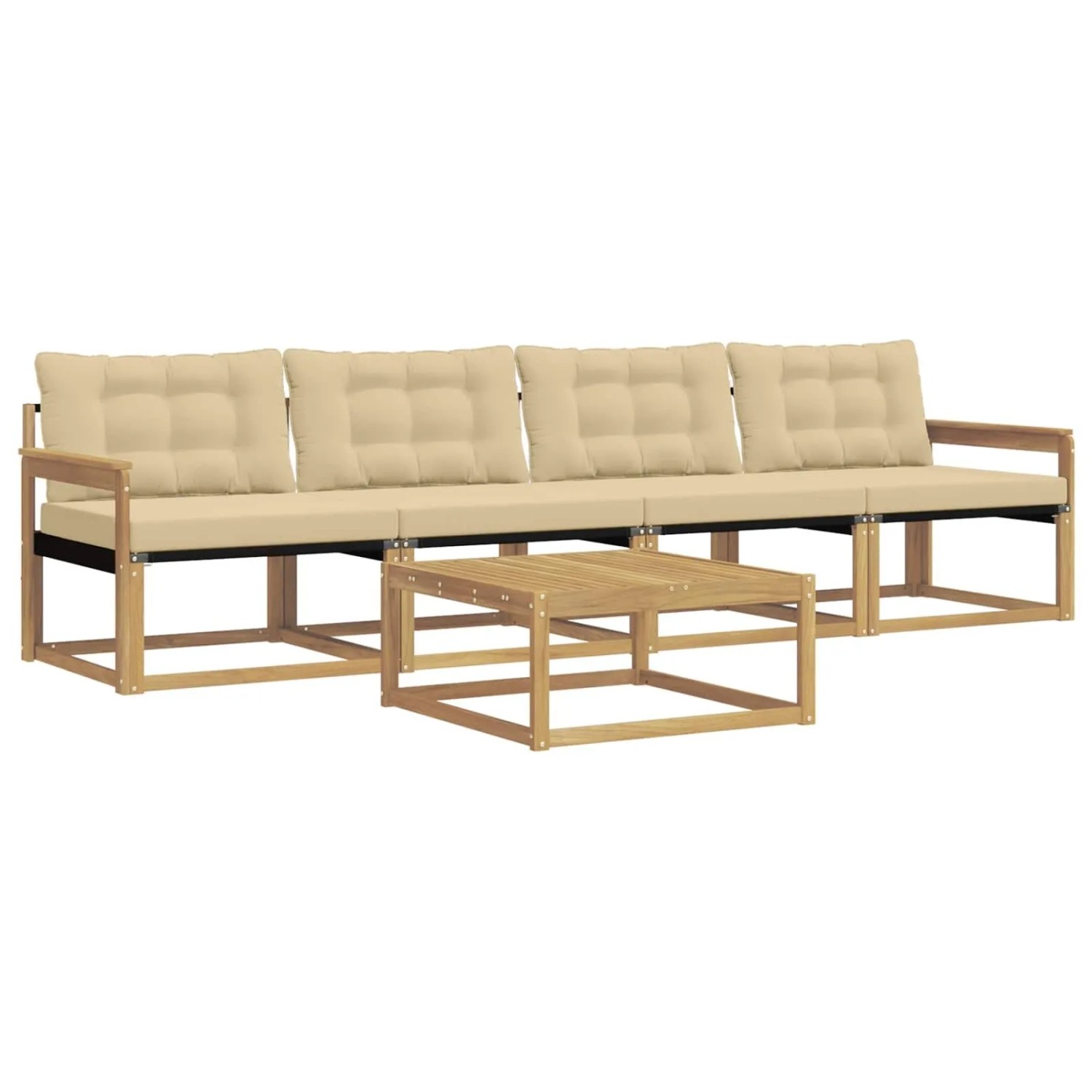 vidaXL Outdoor-Sofagarnitur 5 Stk Weiß und Beige 79 x 79 x 37 cm 3388391