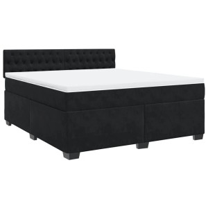 vidaXL Boxspringbett mit Matratze Schwarz 180x200 cm Samt 3286386