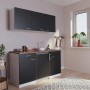 Respekta Küchenzeile KB150WSC, 150 cm, Schwarz-Weiß, mit Spüle, Kochfeld und Kühlschrank.