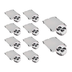 PROREGAL Spar Set: 10 graue Euroboxen mit Deckel und Schnappverschlüssen, 60x40x32cm, 65 Liter.