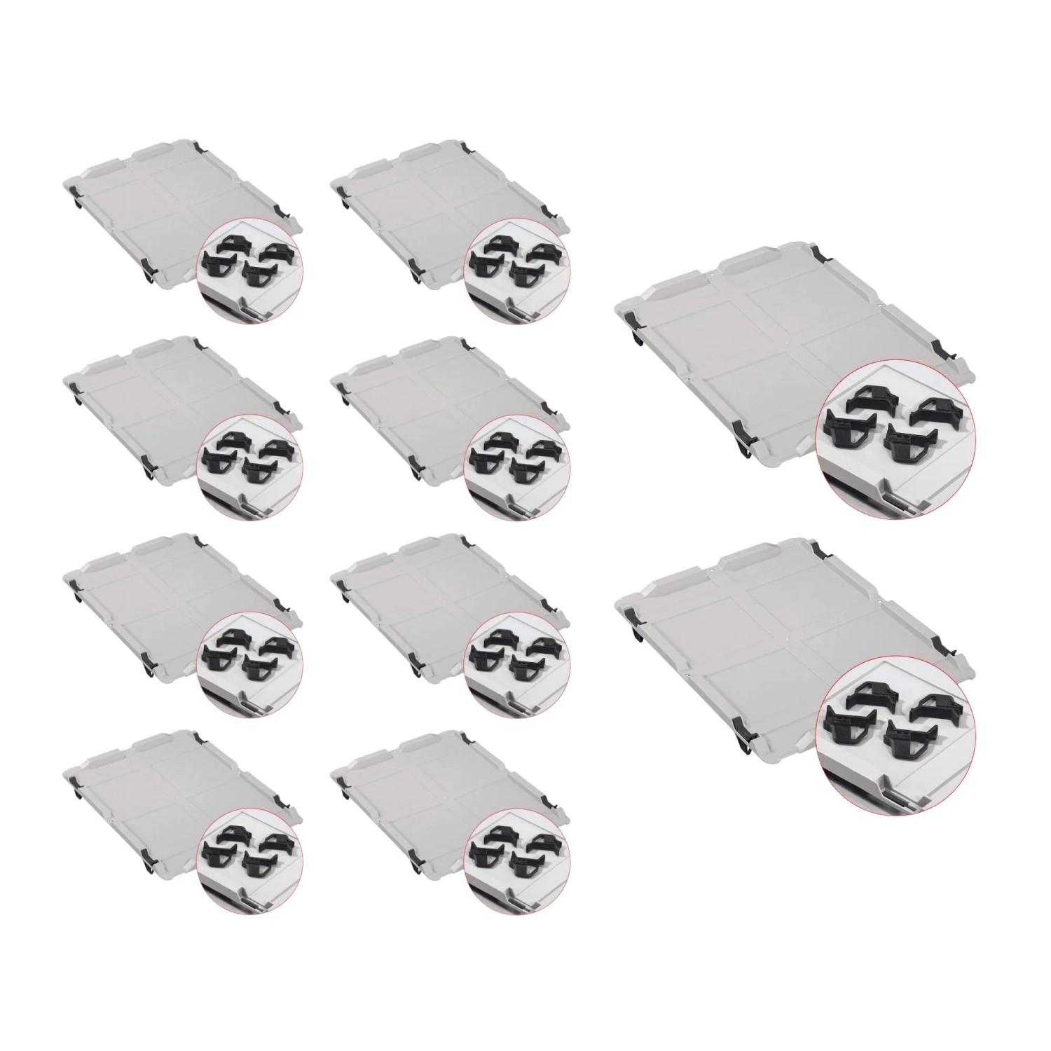 PROREGAL Spar Set: 10 graue Euroboxen mit Deckel und Schnappverschlüssen, 60x40x32cm, 65 Liter.