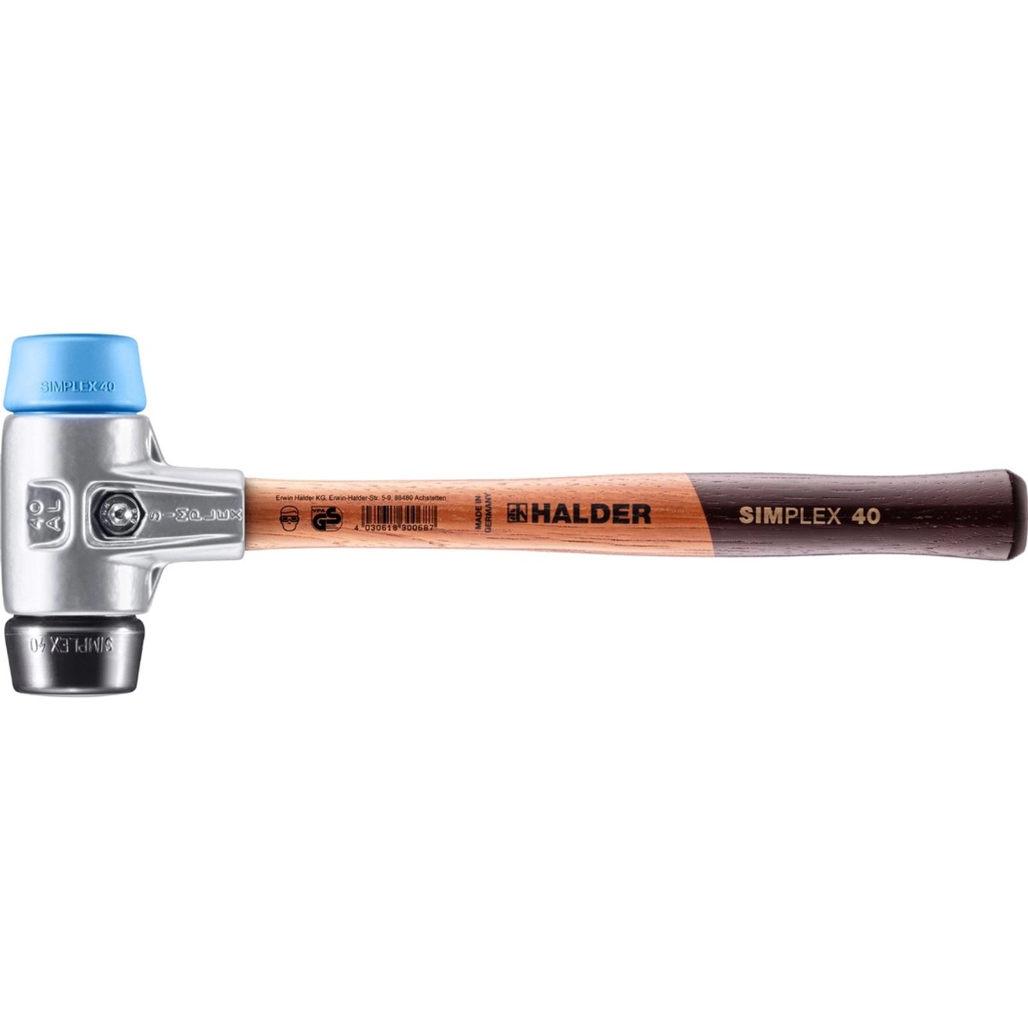 Halder Simplex Schonhammer Ø 40 mm TPE-soft Blau   Gummi Schwarz mit Alumin günstig online kaufen