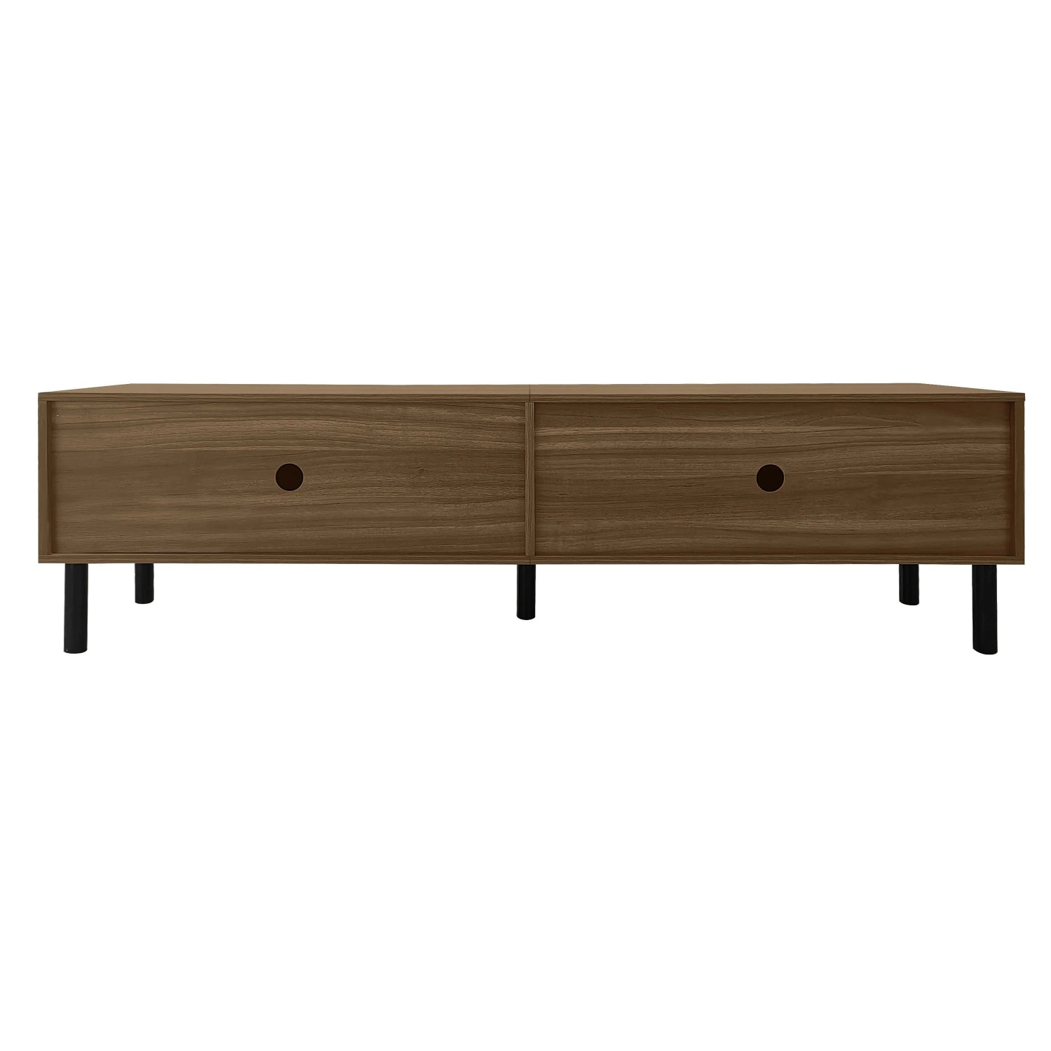 okwish TV Schrank mit Türen Stauraum 170x38x47cm Schwarz Holzfarbe
