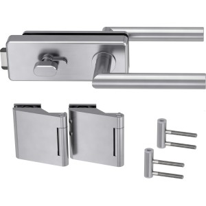 Novadoors Schlosskasten Nova 61 Edelstahloptik WC-Schlossseite für Glastüren, inklusive Beschläge und Befestigungsmaterial.