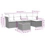 Schwarze 6-tlg. vidaXL Garten-Sofagarnitur aus Rattan mit cremeweißen Kissen für Terrasse und Garten.
