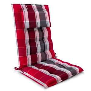 Beautissu Sun-HL Hochlehner 119x50x8cm Rot-Anthrazit-Gestreift