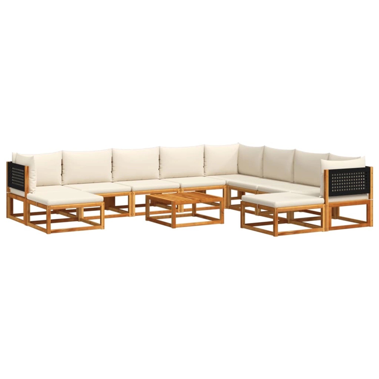 vidaXL 11-Tlg Gartensofa-Set mit Kissen Holz Akazie Rattan 3278883 günstig online kaufen