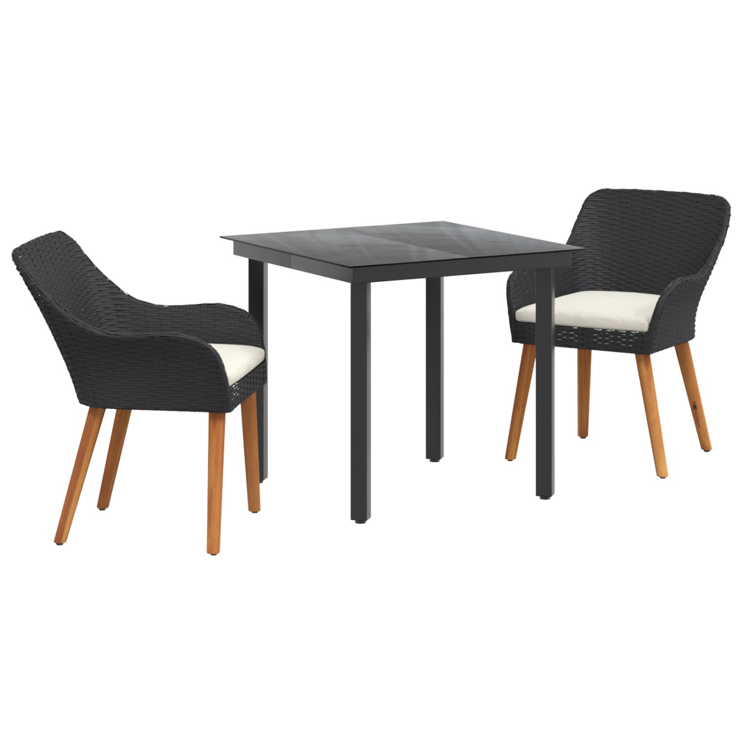 vidaXL 3-Teiliges Garten-Essz Set Schwarzes Poly-Rattan 3261670 günstig online kaufen