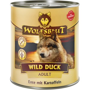 Wolfsblut Wild Duck Adult Hunde-Nassfutter mit Ente und Kartoffeln, 800g Dose.