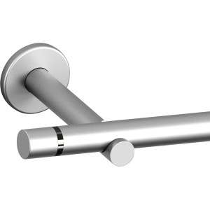 Gardinenstangen-Set in Satinoptik, 200 cm, aus Metall mit zylinderförmigen Endstücken.