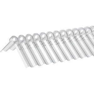 Transparente Wellfirsthaube aus Acryl für Trapezbleche 76/18, 2-teilig.