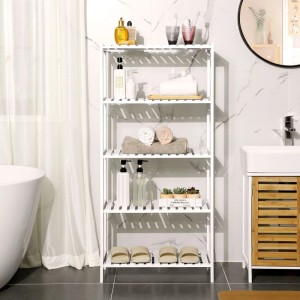 Songmics Badezimmerregal Carte 26 cm x 26 cm x 130 cm Weiß