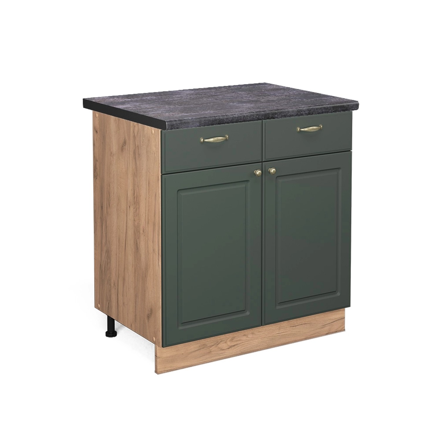 Vicco Küchenunterschrank Fame-Line Grün-Gold Landhaus/Goldkraft Eiche 80 cm AP Anthrazit