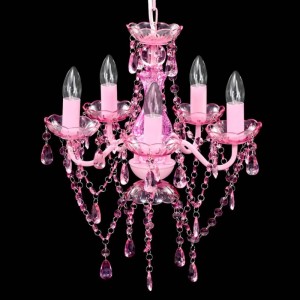 vidaXL Kronleuchter 5 Glühbirnen Rosa 240310
