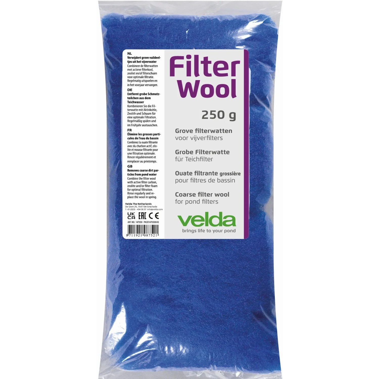 Velda Teich Filterwatte Pond Filter Wool 250 G Blau Matt
