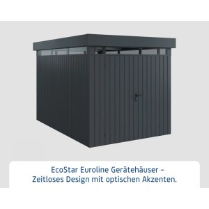 EcoStar Gerätehaus Euroline, Flachdach, anthrazit, mit Lichtband. Gerätehäuser für den Garten.