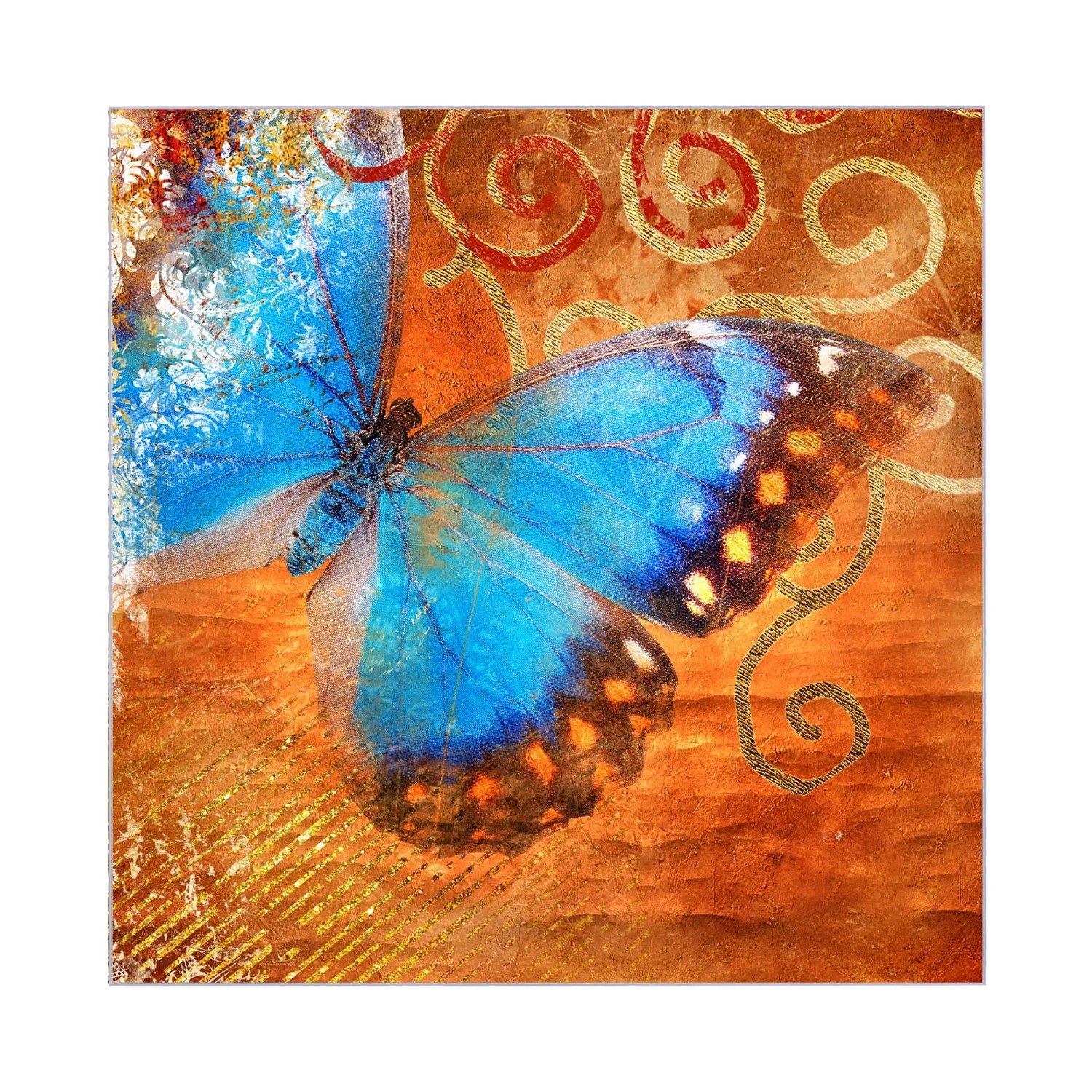 Banjado Schlüsselkasten Glas Schwarz, 30x30cm, Motiv Schmetterling, 50 Haken, beschreibbar & magnetisch.