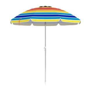 Bunter COSTWAY Sonnenschirm Strand, 178 cm, mit UV-Schutz 50+ für den Strand oder Garten.