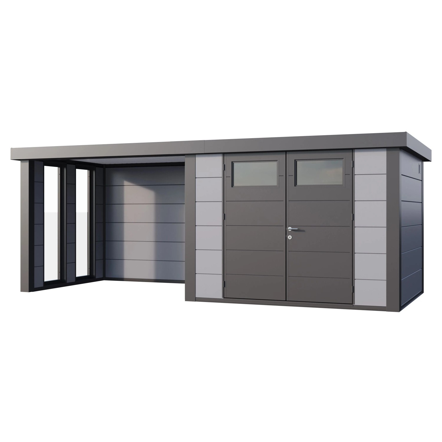 Gerätehaus Classico 3024 mit Lounge S Links m. Fenster 582 cm x 238 cm Hell günstig online kaufen