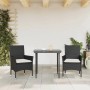 vidaXL Gartenstühle, 2 Stk., Schwarz, Poly Rattan mit Kissen. Bequeme Sitzgelegenheit für den Garten.