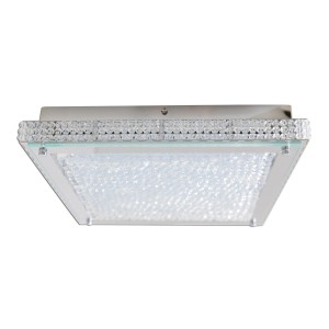 Quadratische LED-Deckenleuchte Madrid mit Kristall-Verzierung für stimmungsvolle Beleuchtung.