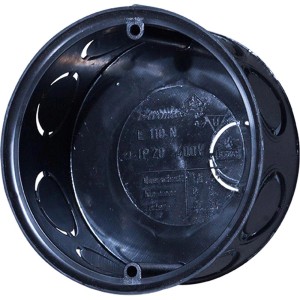 Schwarze Abzweigdose Unterputz, 70mm, mit Schraublöchern, 25er Pack.