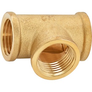 Messing Gewinde-T-Stück 18,6 mm (Rp 1/2) für Rohrverzweigungen im Heizungsbau und der Trinkwasserinstallation.