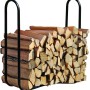 ShelterLogic Kaminholzregal (122x25cm) mit Holzscheiten. Robustes, schwarzes Stahlgestell.