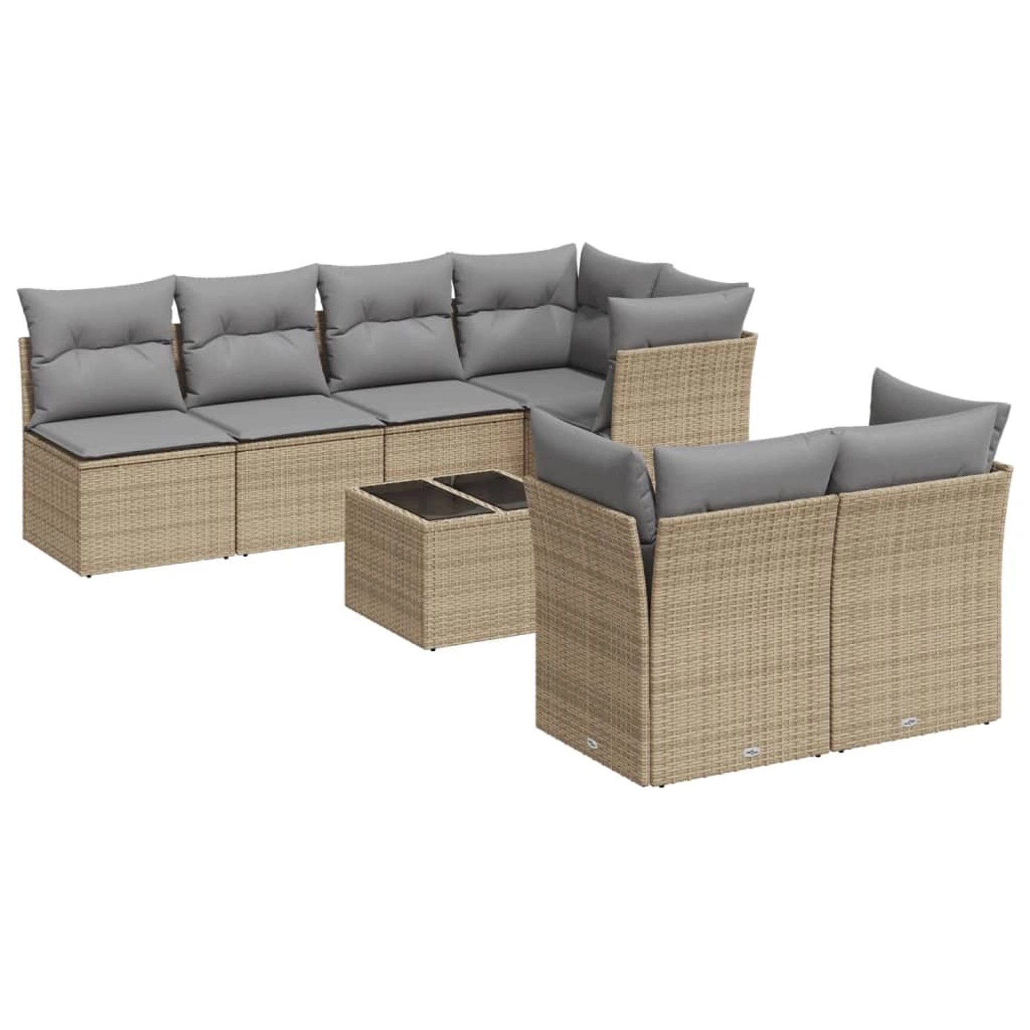 vidaXL 8-Tlg Garten-Sofagarnitur mit Kissen Beige Poly Rattan 3249138 günstig online kaufen