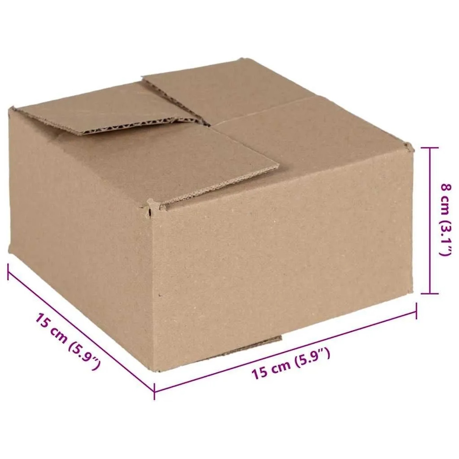 50er Set vidaXL Faltboxen aus Karton, naturfarben, 15x15x8cm, zur Aufbewahrung und Ordnung.