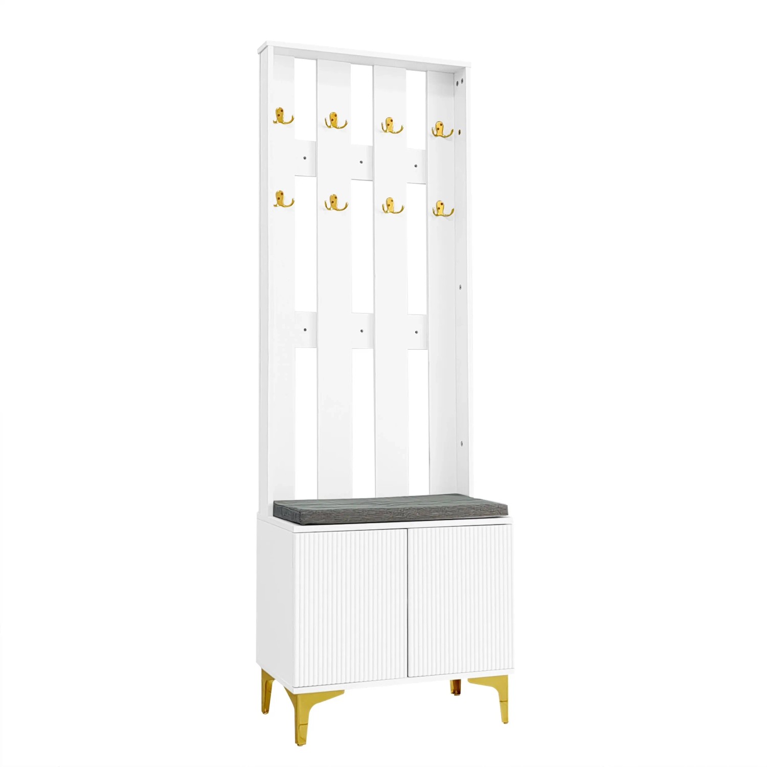 ModernLuxe Garderobe mit Kleiderstange Schuhbank Spanplatte Weiß