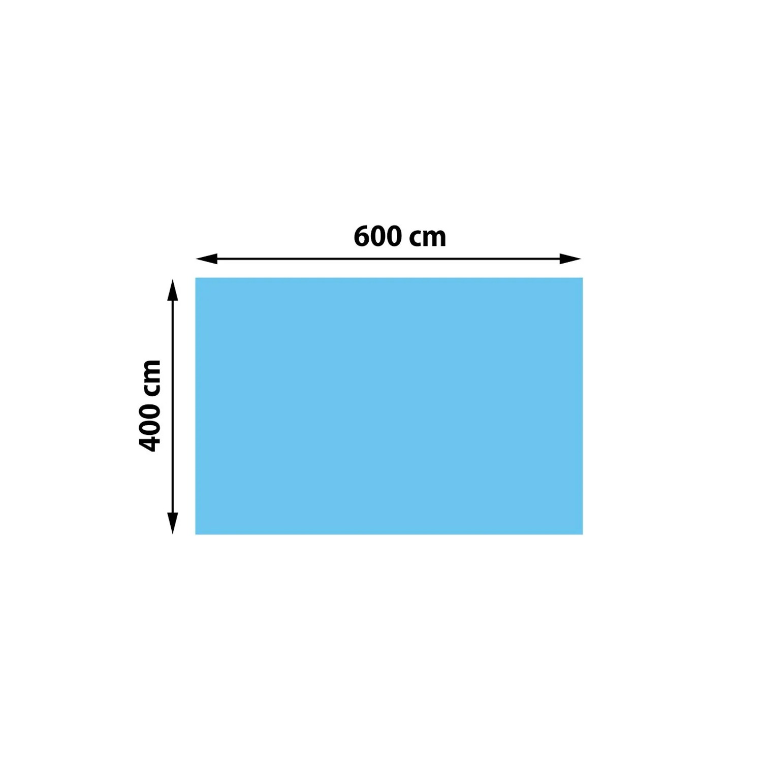 Rechteckige, blaue Poolabdeckung 6x4m (400µm) aus Polyethylen (PE-Folie).