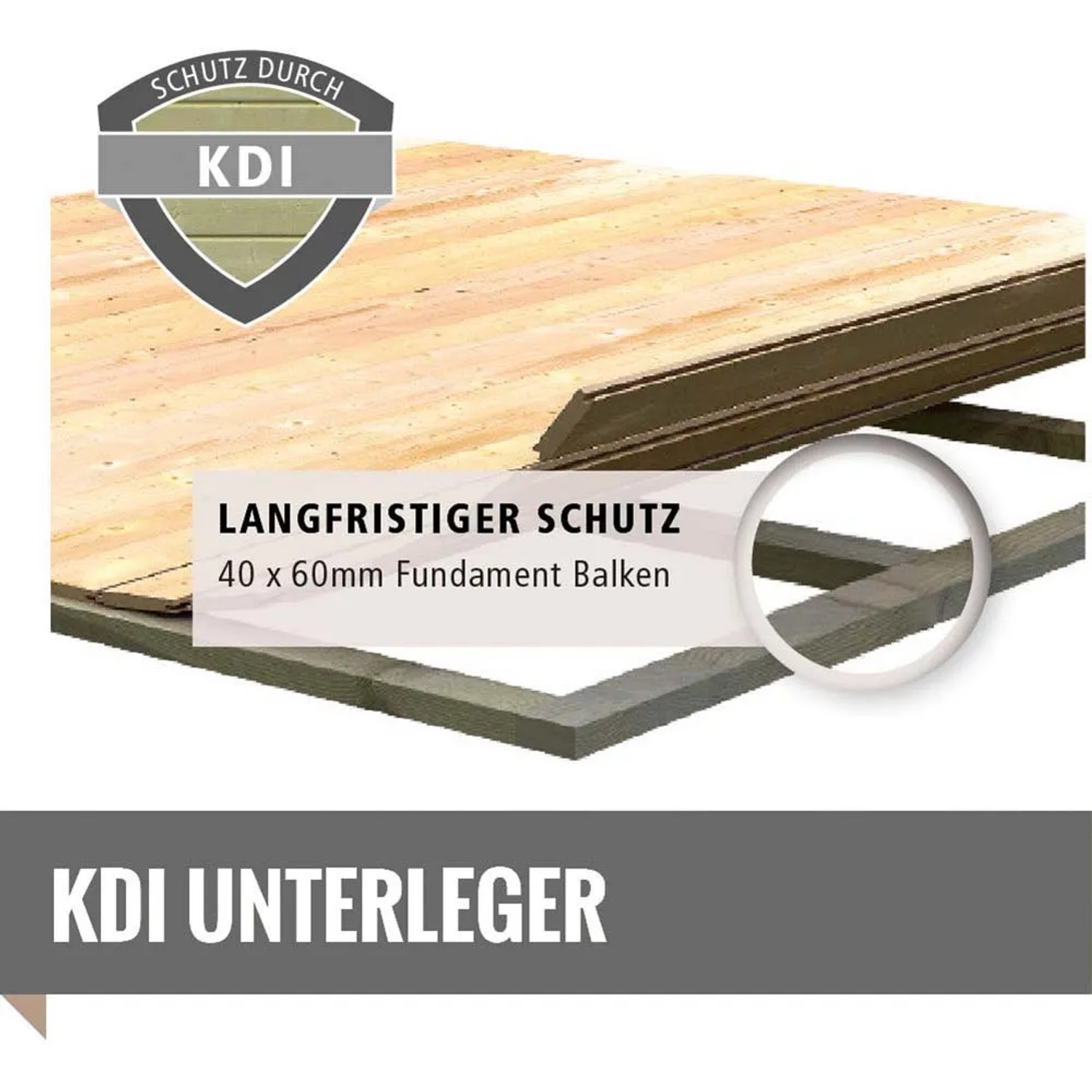 Karibu Fußboden naturbelassen für Gartenhaus 2,42x2,42m, mit Unterkonstruktion.