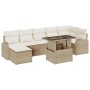 Beiges 8-tlg. vidaXL Garten-Sofa-Set aus Poly Rattan mit Tisch und Auflagen.