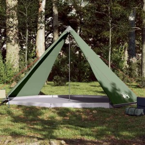 Grünes vidaXL Tipi-Familienzelt für 8 Personen beim Camping.