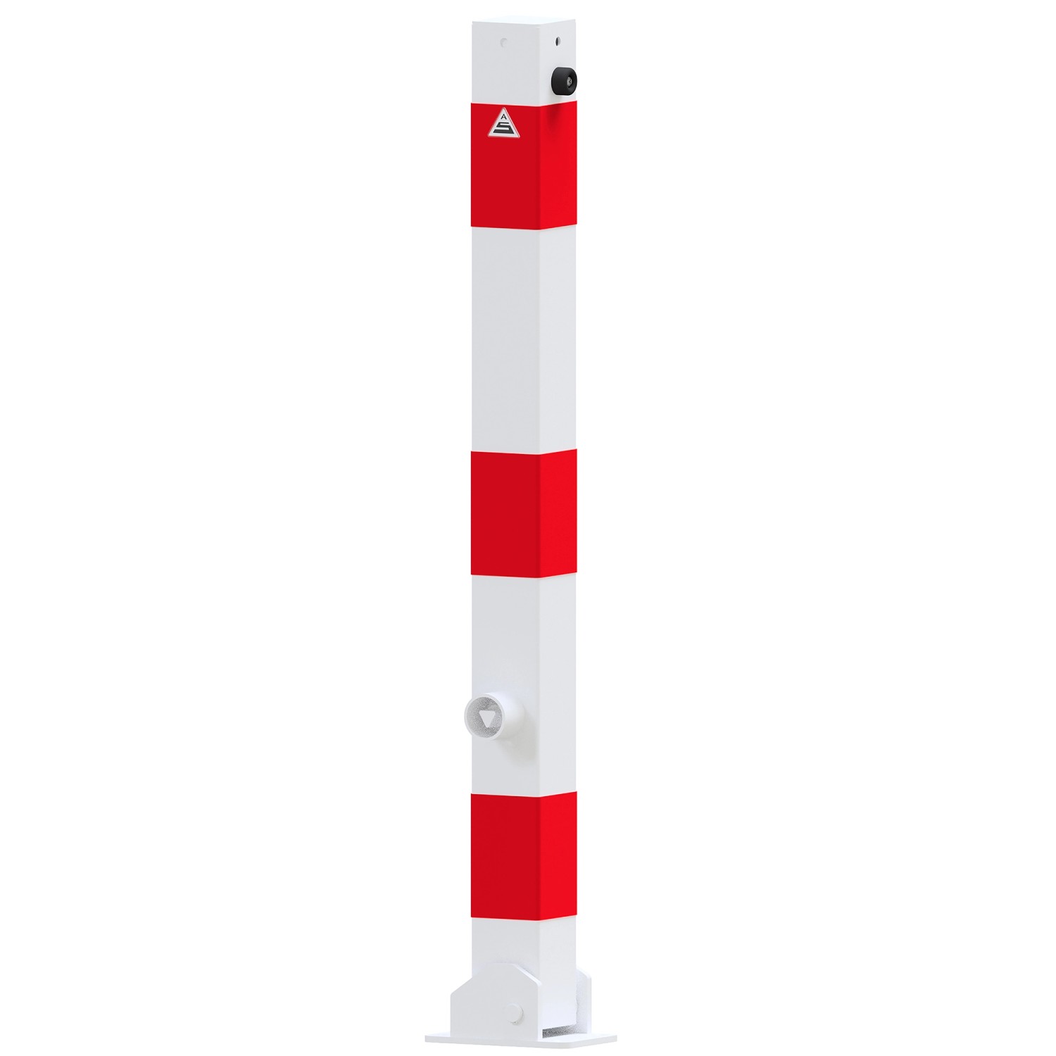 Schake Absperrpfosten Umlegbar Dreikant Dübelbefestigung 70 mm x 70 mm Weiß Rot