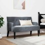Dunkelgraue vidaXL Chesterfield Bank aus Samt mit gerollten Armlehnen und dunklen Holzbeinen.