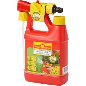 Wolf-Garten Flüssig-Rasendünger Vital Sommer/Herbst, 1L Flasche mit Sprühaufsatz.