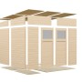 Elementgartenhaus Amrum 4 Plus XL aus Holz, bestehend aus Wand-, Boden- und Dachelementen.