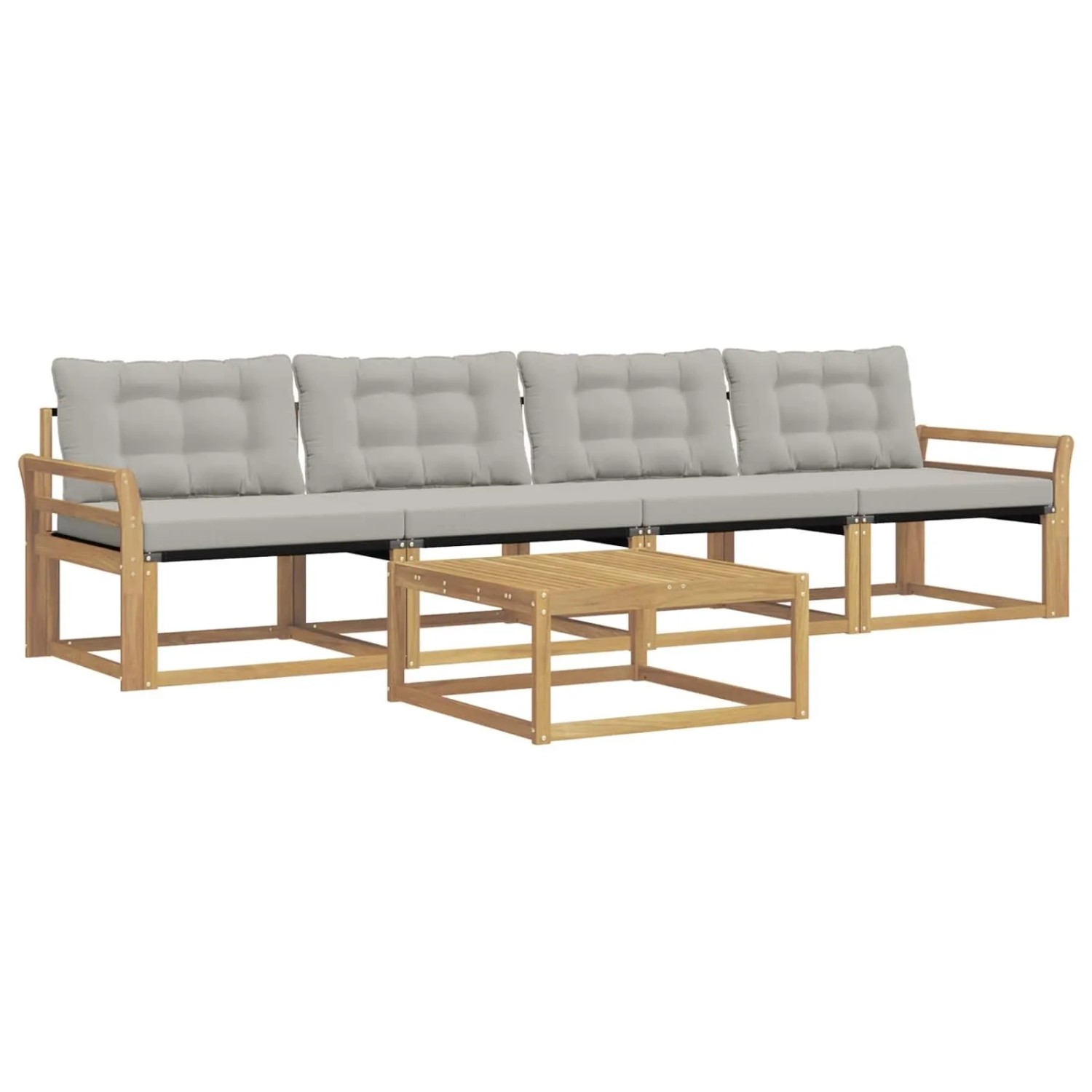 vidaXL Outdoor-Sofagarnitur 5 Stk Weiß und Hellgrau 79 x 79 x 37 cm 3388397