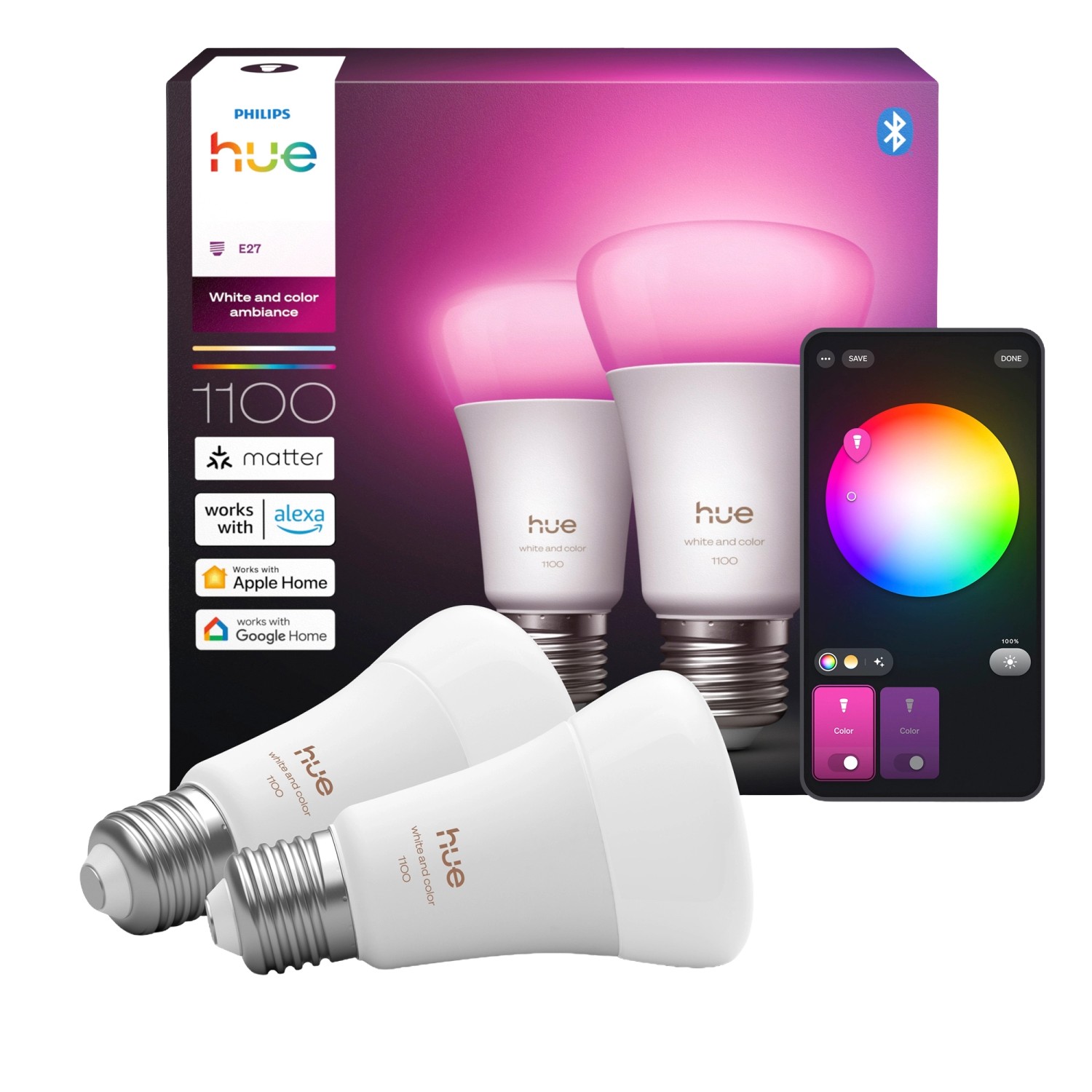 Philips Hue Leuchtmittel E27 1100 lm 8,1 W 2er Set günstig online kaufen