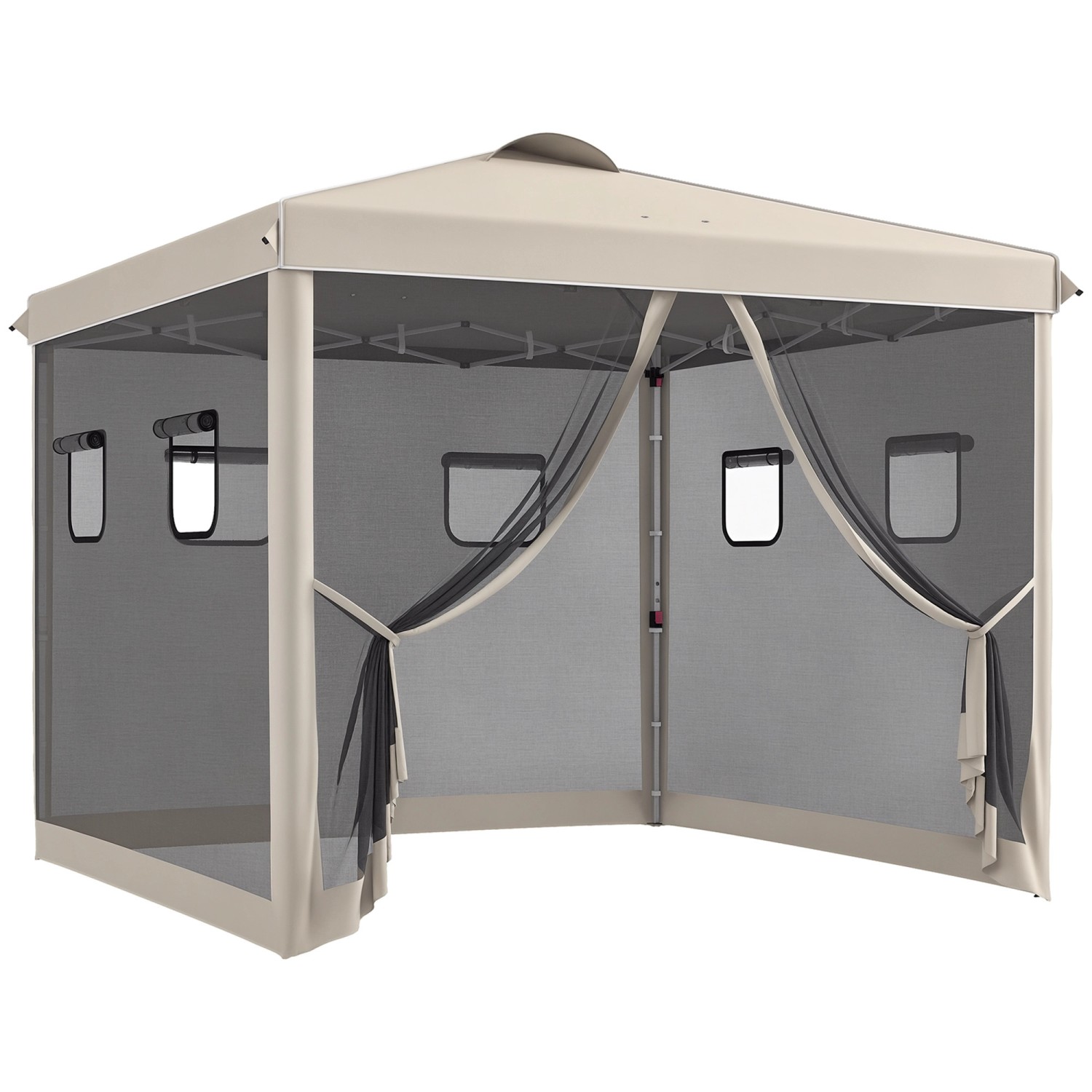 Outsunny Pavillon Stahl Oxfordstoff Nylon Beige 297L x 297B x 287H cm günstig online kaufen