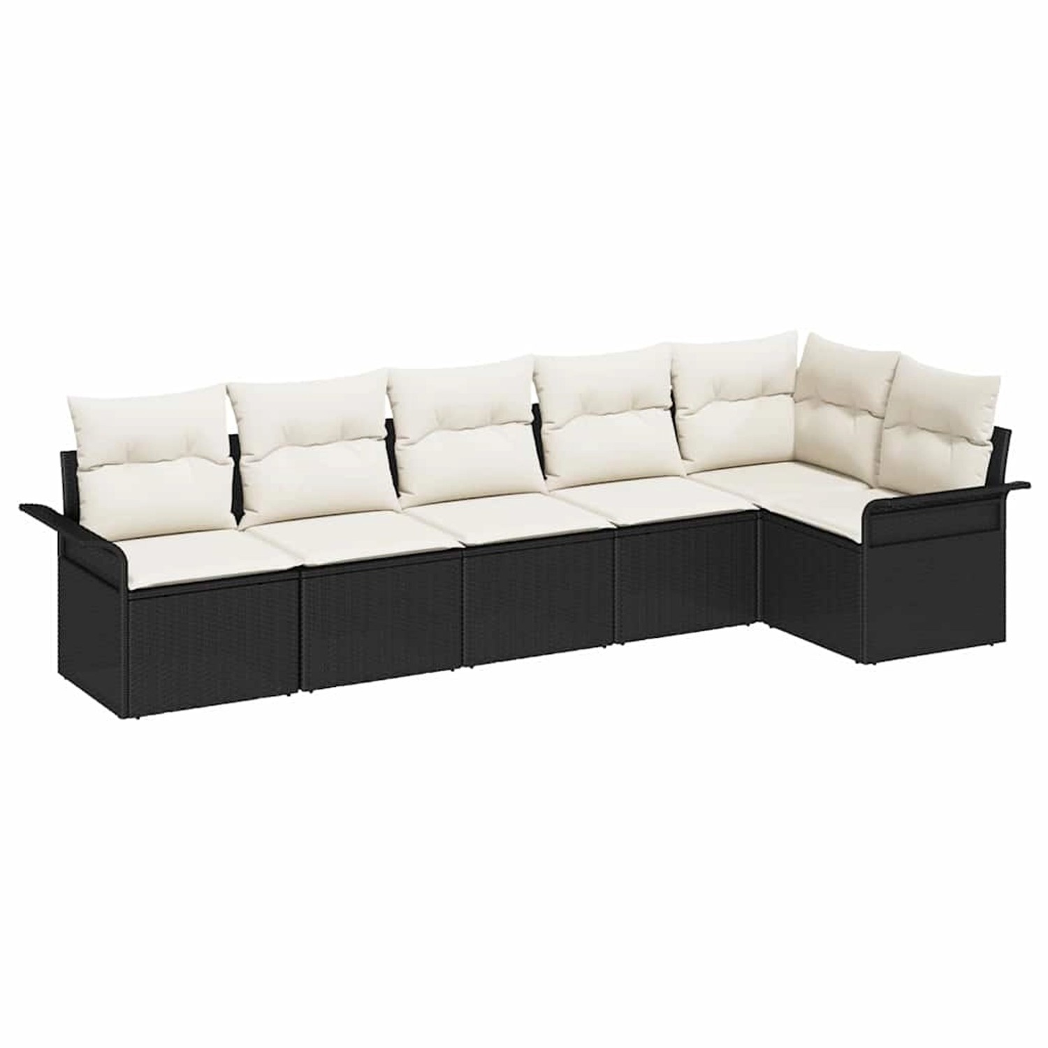vidaXL Garten-Sofa-Set mit Kissen 6-Tlg Schwarz Poly Rattan 3345377 günstig online kaufen