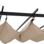 Detailansicht der Sunjoy Pergola Giona mit beigem Stoffschirm und schwarzem Stahlrahmen.