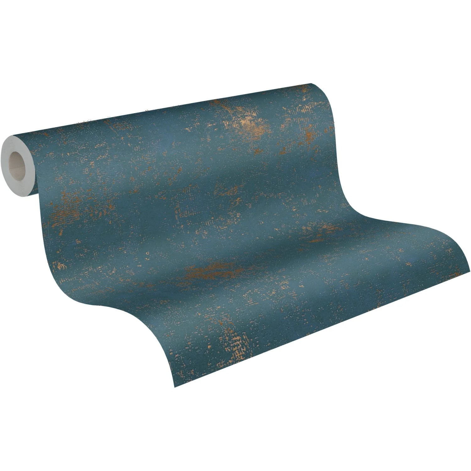 A.S. Création Vliestapete Uni Metallic in Blau-Türkis, Rolle mit metallischen Akzenten.