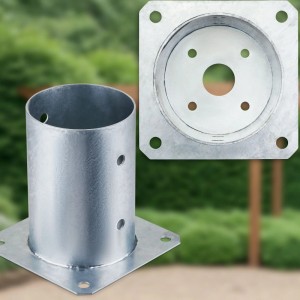 SOTECH Pfostenträger Bodenanker, feuerverzinkt, rund Ø 100mm, zum Aufschrauben.